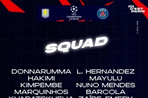 巴黎客战维拉大名单：登贝莱、杜埃、K77在列，马尔基尼奥斯回归